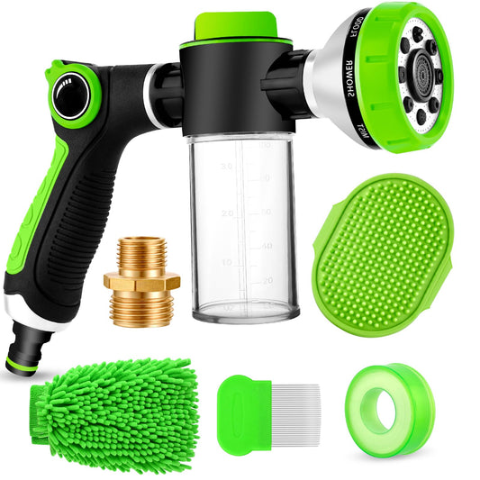 2-in-1 Dog Shower Attachment for Indoor Shower Hose & Outdoor Garden Hose 8 Sprayer Modes Dog Wash Hose Attachment with Soap Dispenser Ideal for Car Wash and Pet Shower(Hose Not Include)