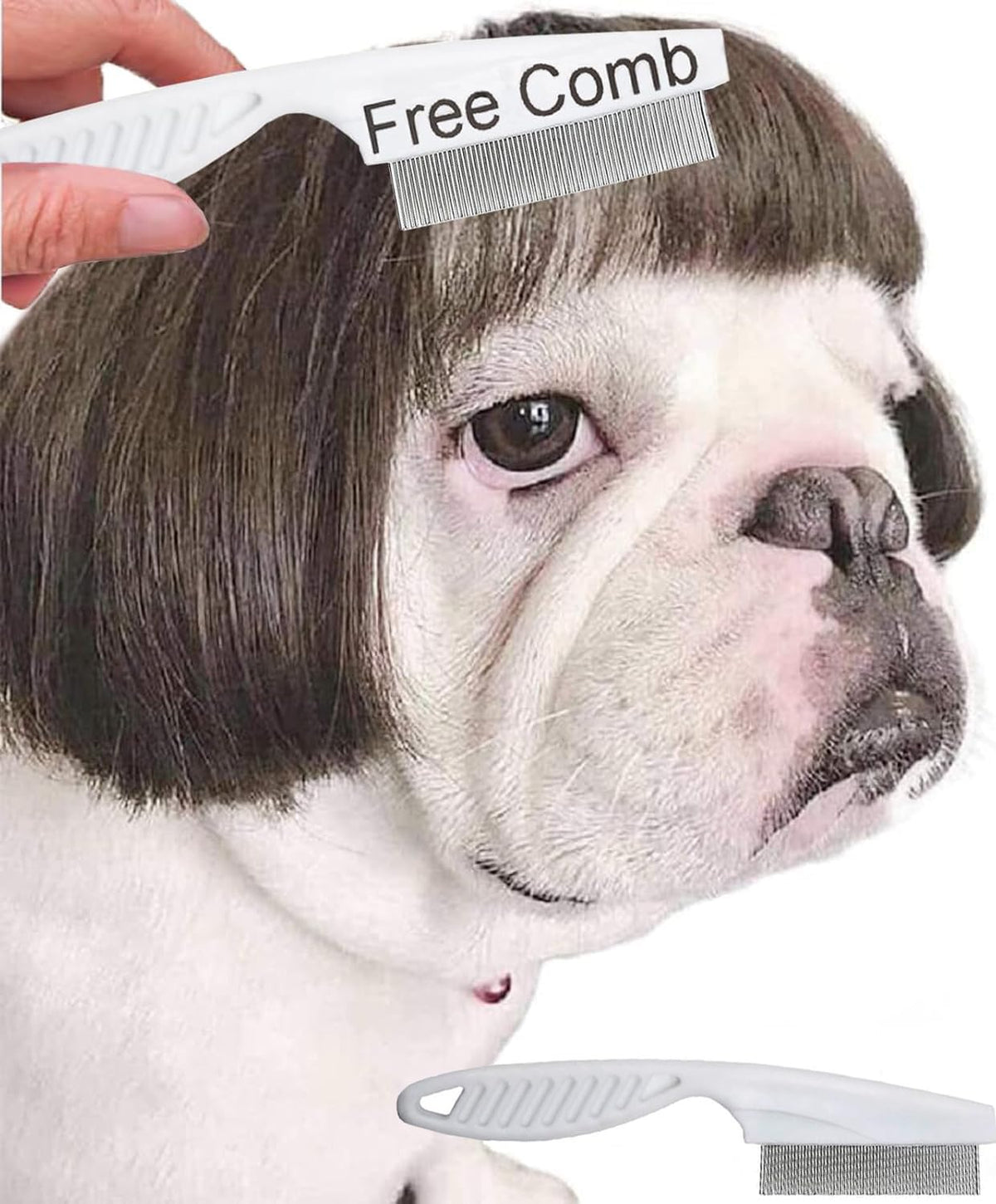 KSYVUCRD Funny Dog Wig with Free Grooming Comb for Small Medium Large Dogs Trimmable Pet Costume Cat Cosplay Wig Decoration for Halloween Christmas Party Supplies