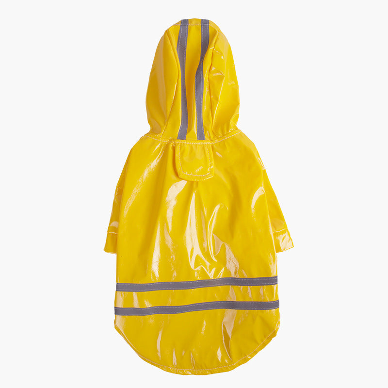 Reflective Dog Hooded Windproof Raincoat in PU Material