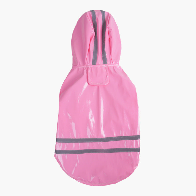 Reflective Dog Hooded Windproof Raincoat in PU Material