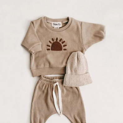 Baby Boy's Sunshine Sweatshirt & Pants Set with beanie hat