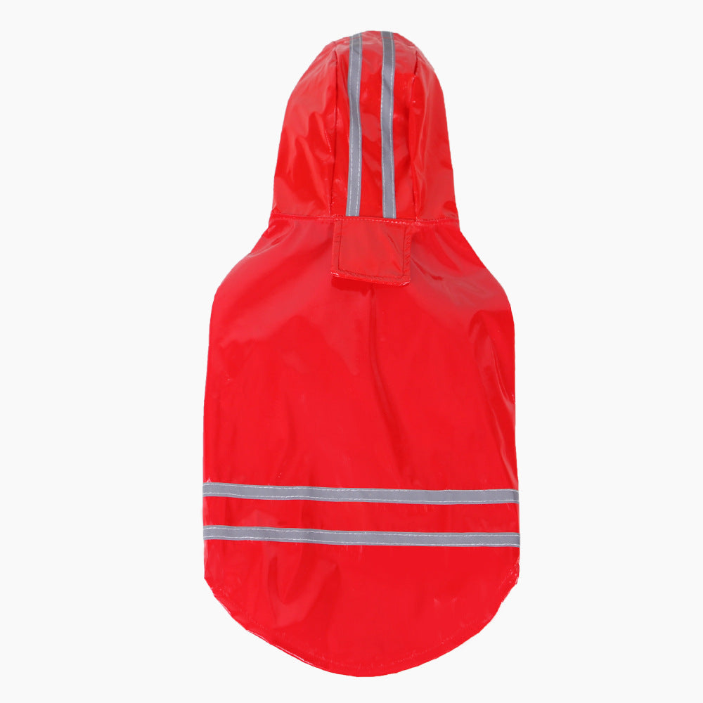 Reflective Dog Hooded Windproof Raincoat in PU Material