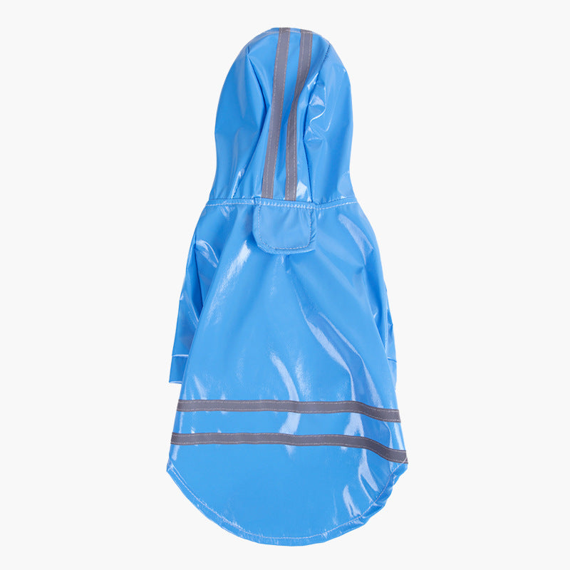 Reflective Dog Hooded Windproof Raincoat in PU Material