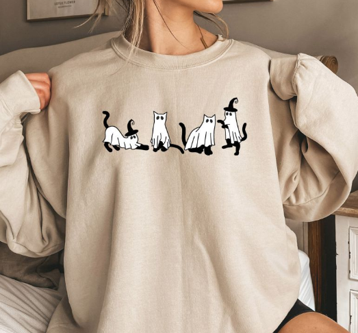 Halloween Dog Print Long Sleeve Casual Sweatshirt