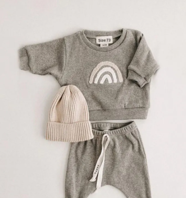 Baby Boy's Sunshine Sweatshirt & Pants Set with beanie hat
